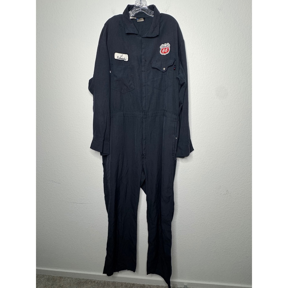 Workrite Mens Navy Blue Nomex IIIA FR Coveralls Phillips 66 Patch Size 50-R USA